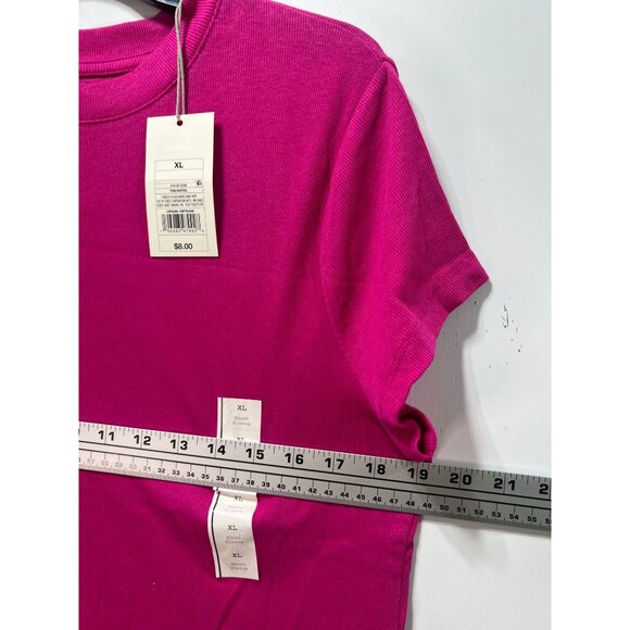 A New Day - Women's Slim Fit Short Sleeve Ribbed T-Shirt - Pink - Extra Large - Picture 5 of 15